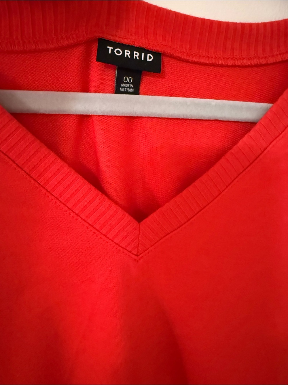 torrid Red V-Neck Ruffle Shoulder Pullover - Picture 3 of 5
